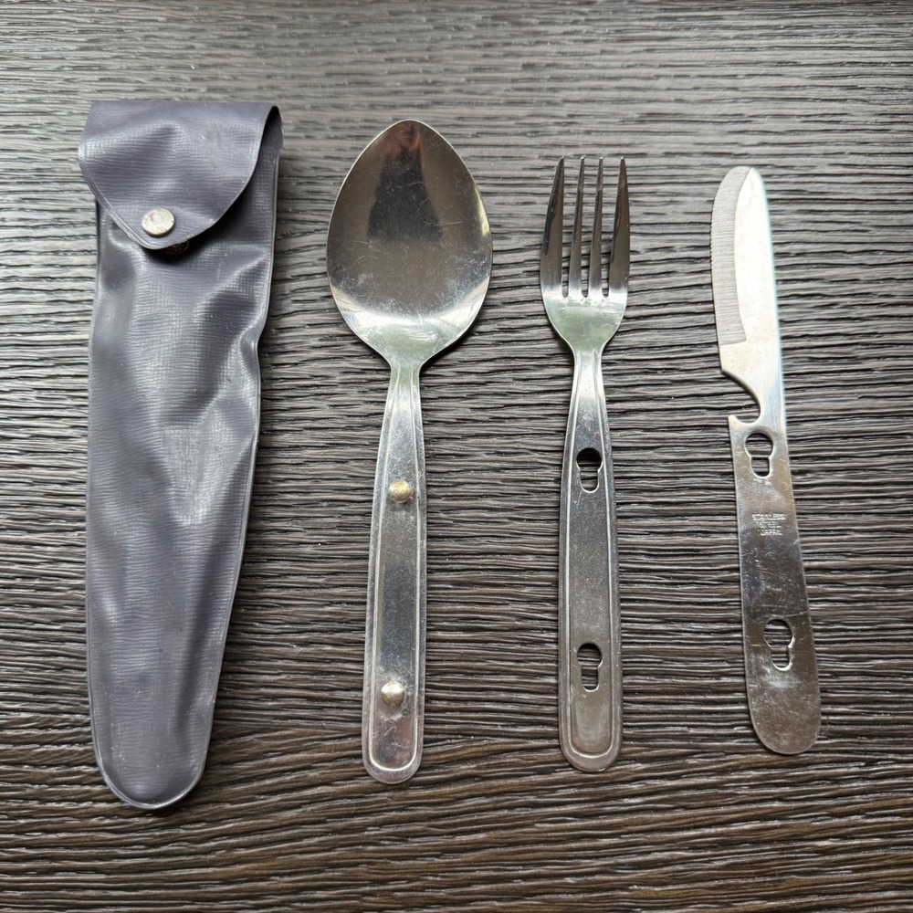 Camping Cutlery Set Packable Stainless Steel Made in Japan 3pc Pouch